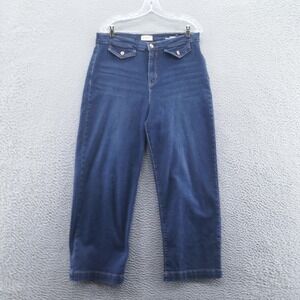 Nicole Miller Womens Nomad Super High Rise Wide‎ Leg Jeans 12 Blue Medium Wash
